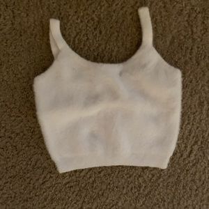Fuzzy white tank top